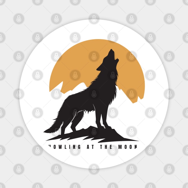 Wolf Howling at the moon Magnet by Yopi